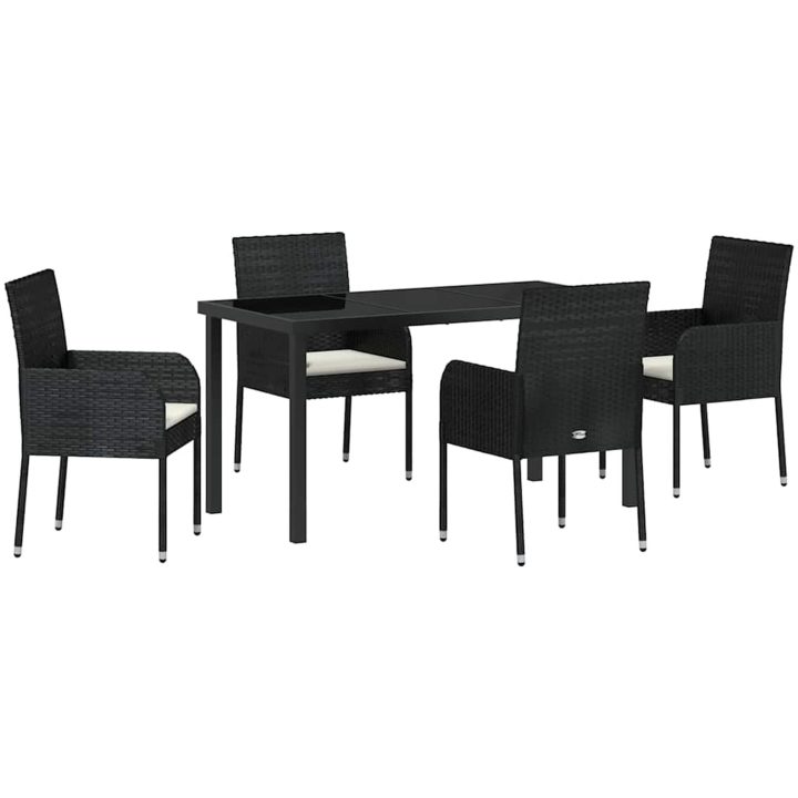 5-delat trädgårdsmatset med kuddar, svart poly rattan. vidaXL 140 x 70 x 73 cm – bild 2