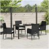 5-delat trädgårdsmatset med kuddar, svart poly rattan. vidaXL 140 x 70 x 73 cm – miniatyr 4