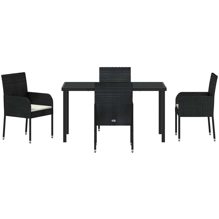 5-delat trädgårdsmatset med kuddar, svart poly rattan. vidaXL 140 x 70 x 73 cm – bild 6
