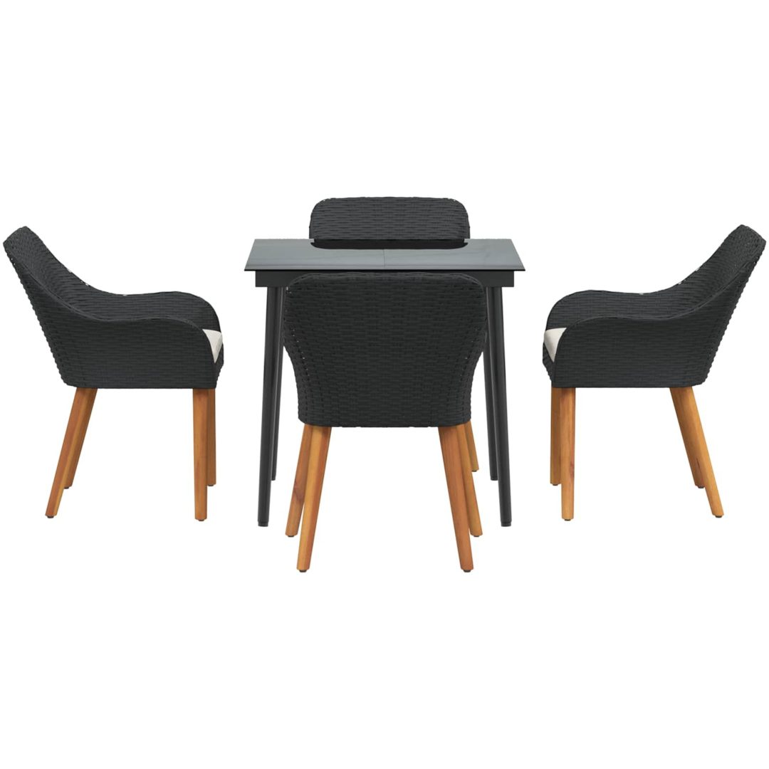 5-delat trädgårdsmatset svart polyrotan vidaXL 80 x 80 x 74 cm – bild 11