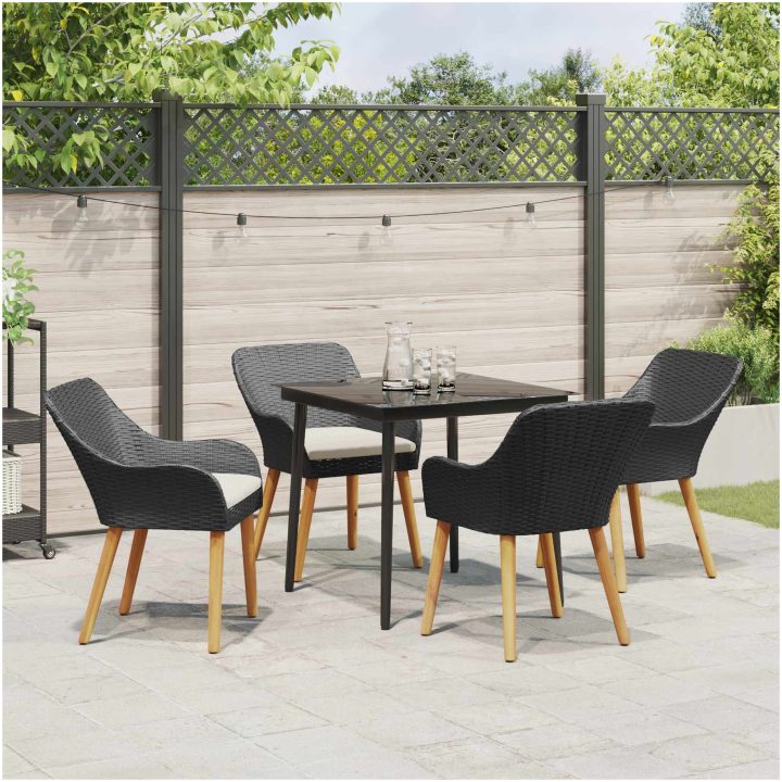 5-delat trädgårdsmatset svart polyrotan vidaXL 80 x 80 x 74 cm – bild 5
