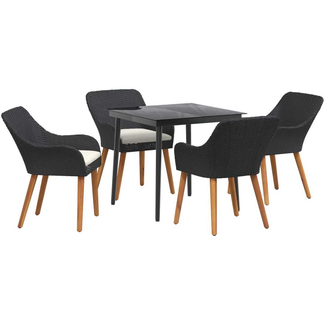 5-delat trädgårdsmatset svart polyrotan vidaXL 80 x 80 x 74 cm – bild 6