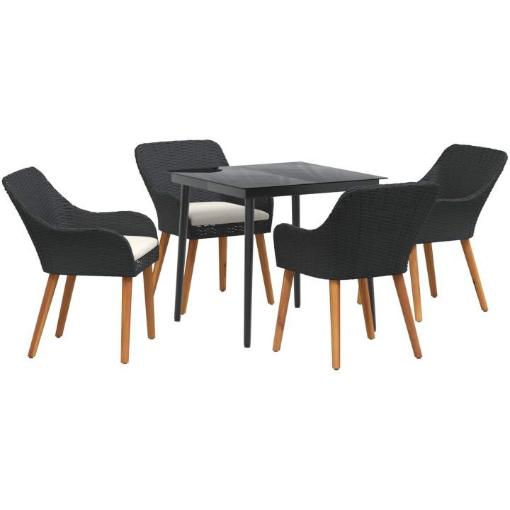 5-delat trädgårdsmatset svart polyrotan vidaXL 80 x 80 x 74 cm – bild 6