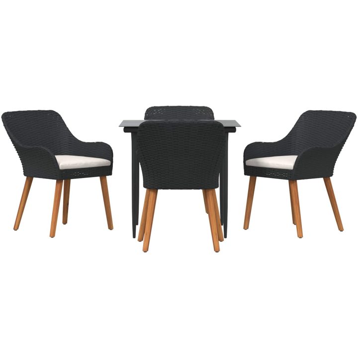 5-delat trädgårdsmatset svart polyrotan vidaXL 80 x 80 x 74 cm – bild 10