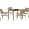 5-delat Trädgårdsmöbelset Beige Polyrottning vidaXL 4 - Sits – miniatyr 2