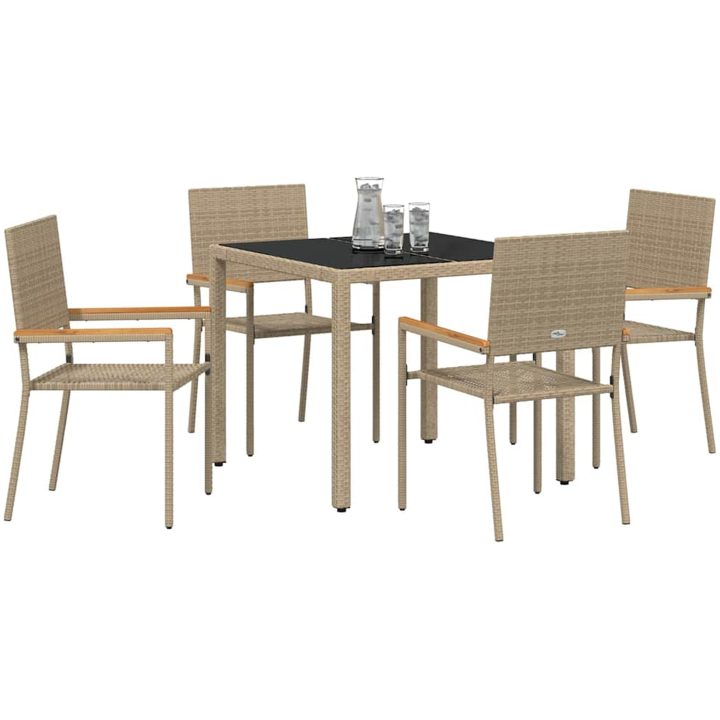 5-delat Trädgårdsmöbelset Beige Polyrottning vidaXL 4 - Sits – bild 3