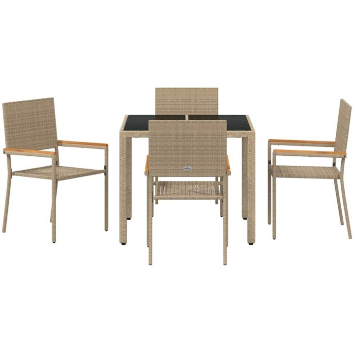 5-delat Trädgårdsmöbelset Beige Polyrottning vidaXL 4 - Sits – bild 7