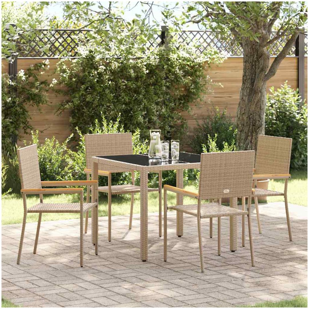 5-delat Trädgårdsmöbelset Beige Polyrottning vidaXL 4 - Sits