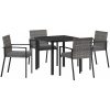 5-delat trädgårdsmöbelset Grå Poly Rattan vidaXL 80 x 80 x 73 cm – miniatyr 2