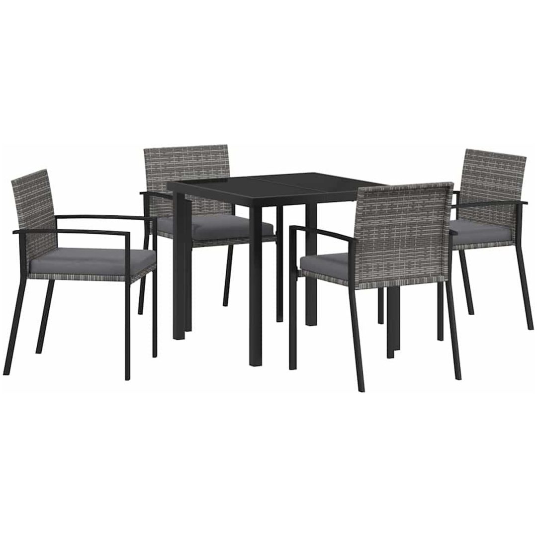 5-delat trädgårdsmöbelset Grå Poly Rattan vidaXL 80 x 80 x 73 cm – bild 2