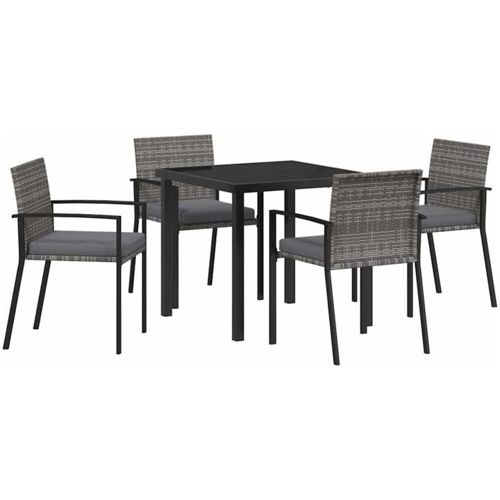 5-delat trädgårdsmöbelset Grå Poly Rattan vidaXL 80 x 80 x 73 cm – bild 2