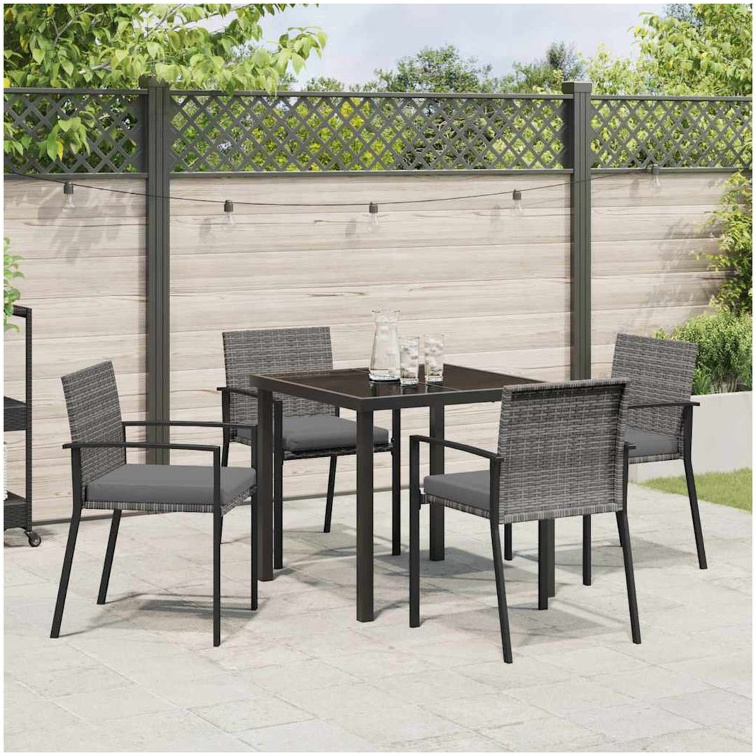 5-delat trädgårdsmöbelset Grå Poly Rattan vidaXL 80 x 80 x 73 cm – bild 4