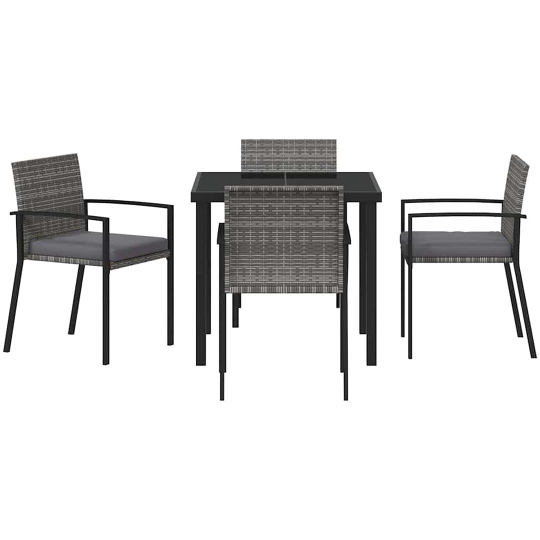 5-delat trädgårdsmöbelset Grå Poly Rattan vidaXL 80 x 80 x 73 cm – bild 6