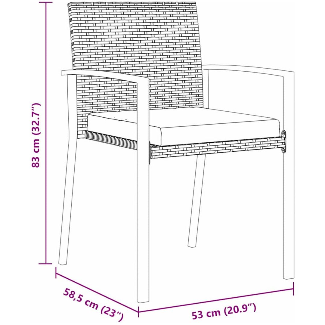 5-delat trädgårdsmöbelset Grå Poly Rattan vidaXL 80 x 80 x 73 cm – bild 8