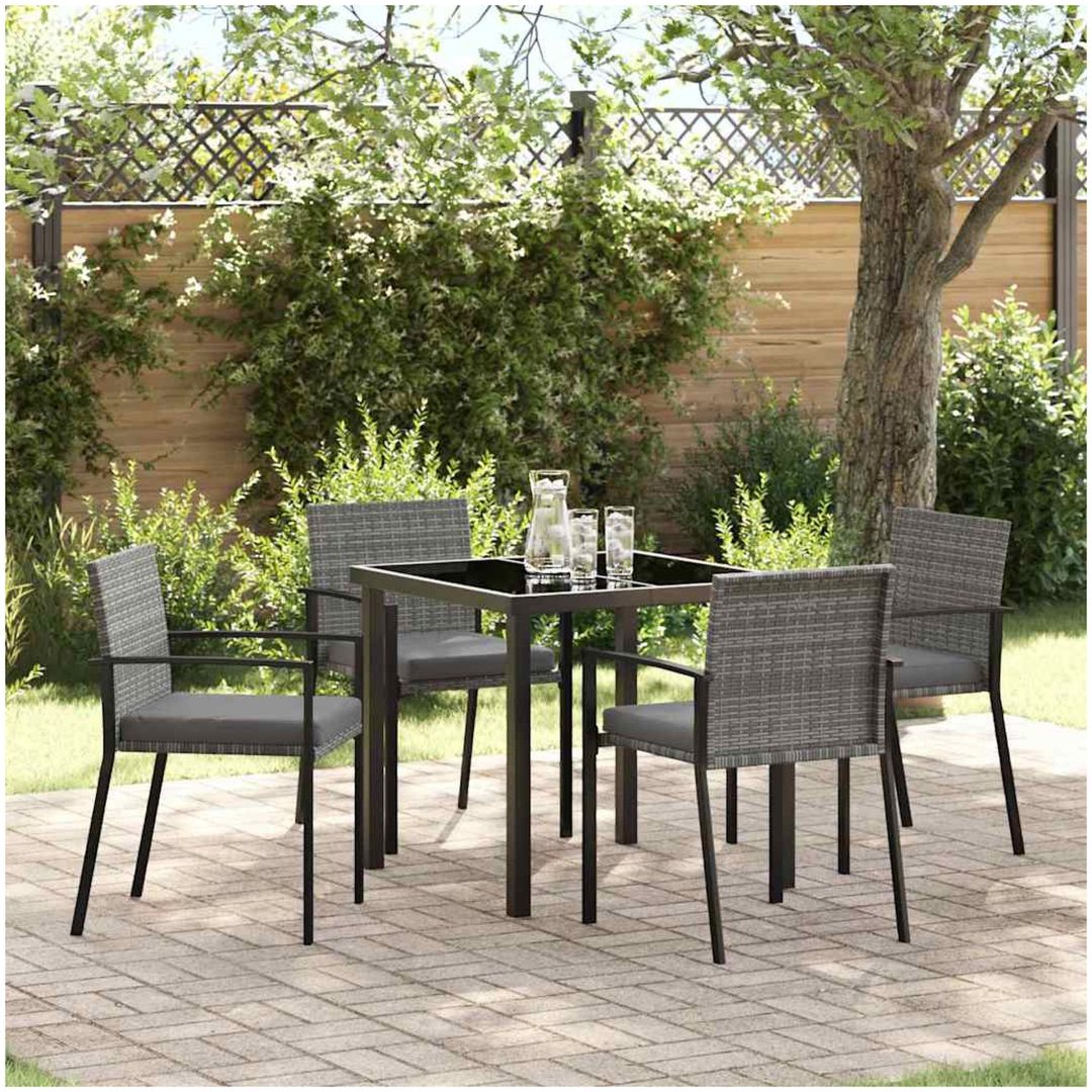 5-delat trädgårdsmöbelset Grå Poly Rattan vidaXL 80 x 80 x 73 cm