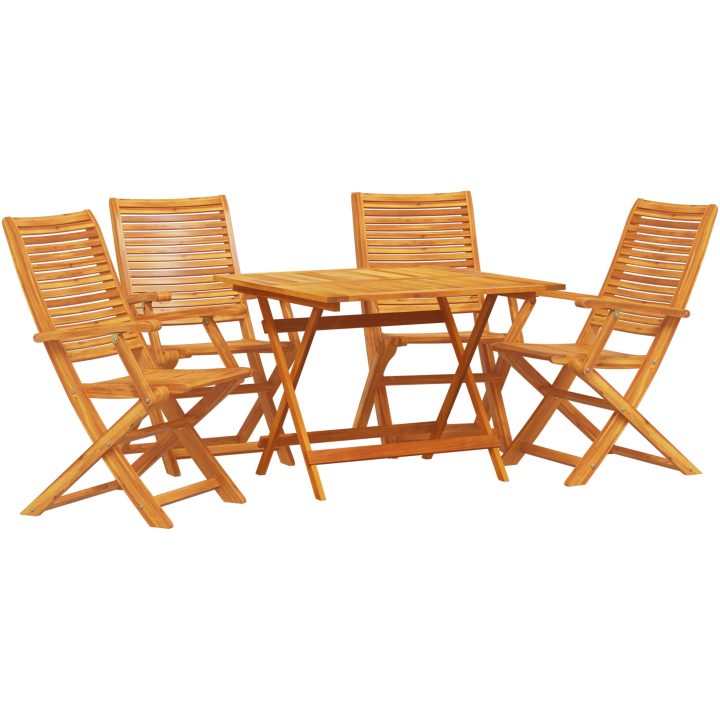 5-delat Trädgårdsmöbelset - Massivt Akaciaträ vidaXL 90x90x75 cm – bild 2