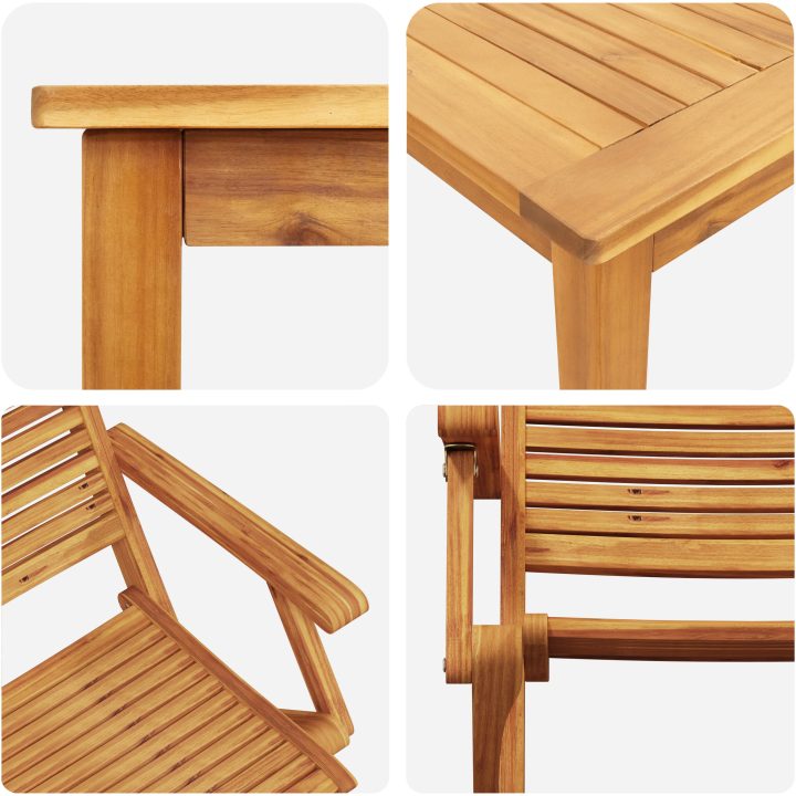5-delat Trädgårdsmöbelset - Massivt Akaciaträ vidaXL 90x90x75 cm – bild 11