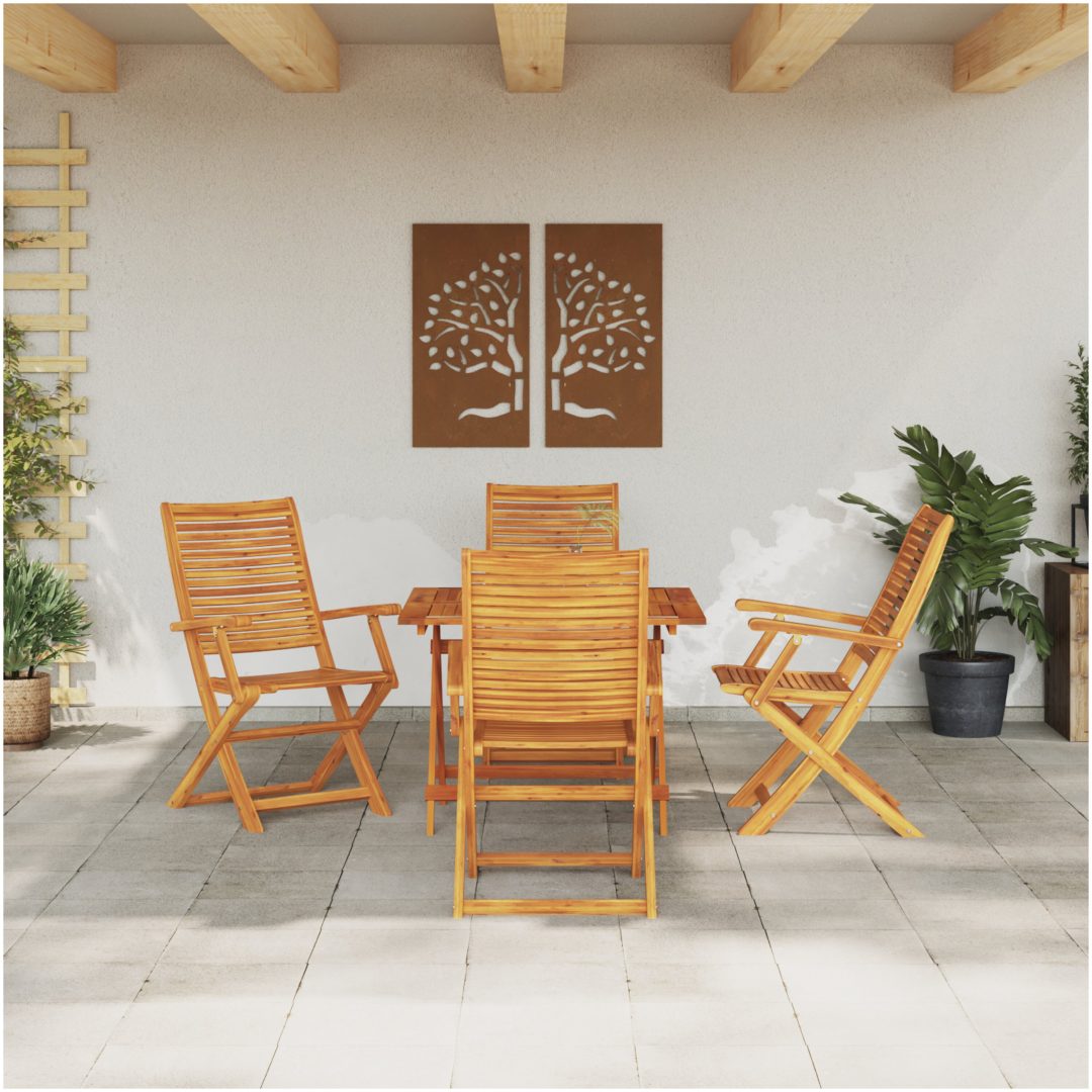 5-delat Trädgårdsmöbelset - Massivt Akaciaträ vidaXL 90x90x75 cm – bild 4