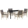 5-delat Trädgårdsmöbelset med Kuddar, Beige Poly Rattan vidaXL 140 x 70 x 73 cm – miniatyr 2