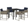 5-delat Trädgårdsmöbelset med kuddar Grå Poly Rattan vidaXL 4 - Sits – miniatyr 2