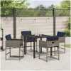 5-delat Trädgårdsmöbelset med kuddar Grå Poly Rattan vidaXL 4 - Sits – miniatyr 4