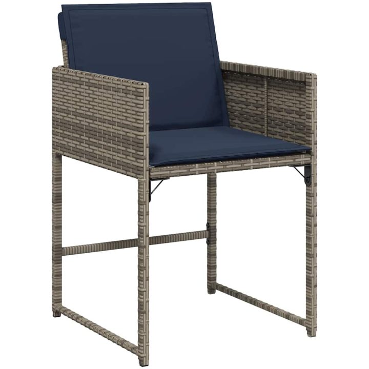 5-delat Trädgårdsmöbelset med kuddar Grå Poly Rattan vidaXL 4 - Sits – bild 6