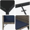 5-delat Trädgårdsmöbelset med kuddar Grå Poly Rattan vidaXL 4 - Sits – miniatyr 9
