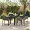 5-delat Trädgårdsmöbelset med kuddar Grå Poly Rattan vidaXL 4 - Sits – miniatyr 1