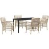 5-delat trädgårdsmöbelset med kuddar i beige poly rattan vidaXL 140 x 70 x 73 cm – miniatyr 2