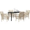 5-delat trädgårdsmöbelset med kuddar i beige poly rattan vidaXL 140 x 70 x 73 cm – miniatyr 3