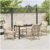 5-delat trädgårdsmöbelset med kuddar i beige poly rattan vidaXL 140 x 70 x 73 cm – miniatyr 4