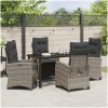 5-delat Trädgårdsmöbelset med Kuddar i Grå Poly Rattan vidaXL 4 - Sits – miniatyr 4