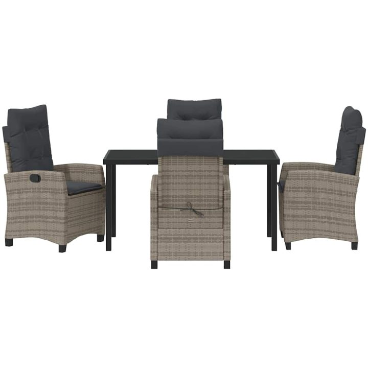 5-delat Trädgårdsmöbelset med Kuddar i Grå Poly Rattan vidaXL 4 - Sits – bild 7