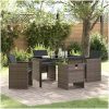 5-delat trädgårdsmöbelset med kuddar i grå polyrotting vidaXL 140 x 70 x 73 cm – miniatyr 1