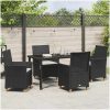 5-delat Trädgårdsmöbelset med Kuddar i Svart Poly Rattan vidaXL 140 x 80 x 73 cm – miniatyr 4