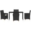 5-delat Trädgårdsmöbelset med Kuddar i Svart Poly Rattan vidaXL 140 x 80 x 73 cm – miniatyr 7