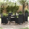 5-delat Trädgårdsmöbelset med Kuddar i Svart Poly Rattan vidaXL 140 x 80 x 73 cm – miniatyr 1