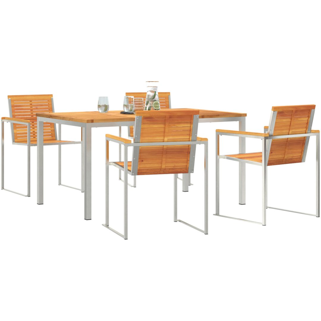 5-delat trädgårdsmöblemang av Solid Akaciaträ vidaXL Standard, 90 x 150 x 75 cm – bild 3