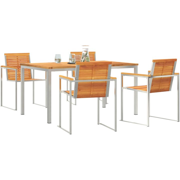 5-delat trädgårdsmöblemang av Solid Akaciaträ vidaXL Standard, 90 x 150 x 75 cm – bild 3