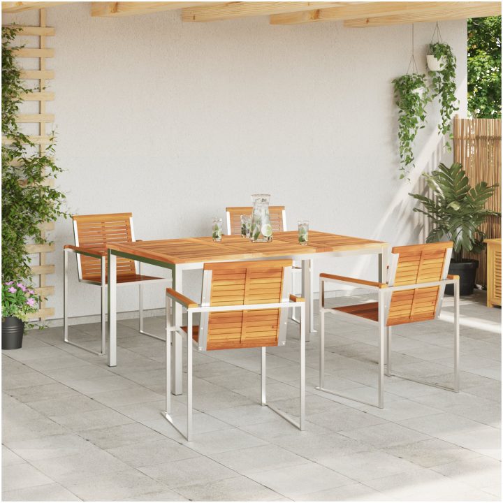5-delat trädgårdsmöblemang av Solid Akaciaträ vidaXL Standard, 90 x 150 x 75 cm – bild 4