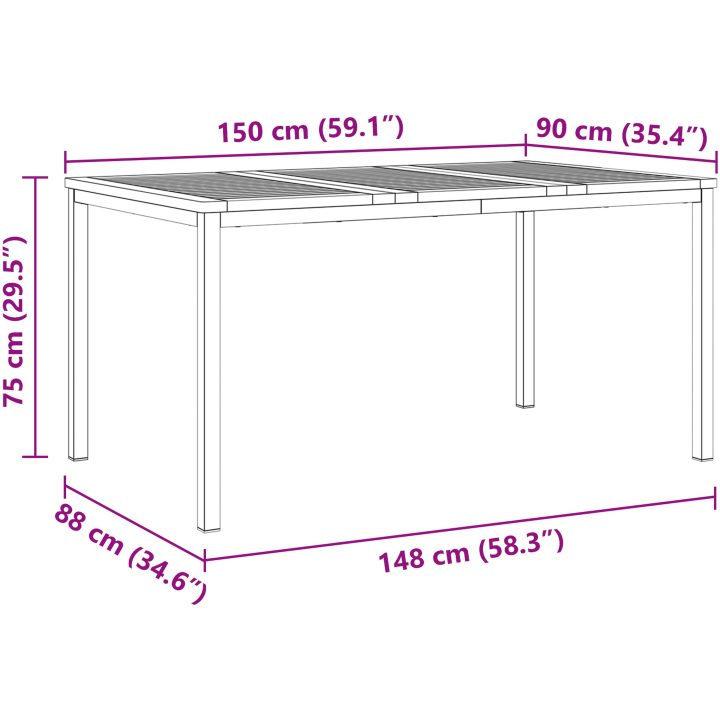 5-delat trädgårdsmöbler i solid teak vidaXL Medium – bild 12