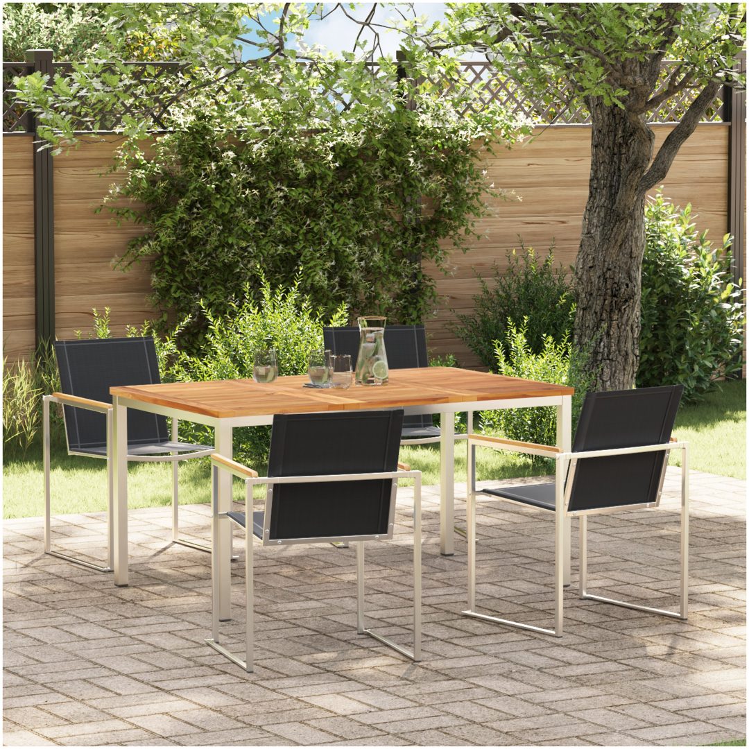 5-delat trädgårdsmöbler i solid teak vidaXL Medium