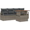 5-delat Trädgårdsofa Set med Kuddar Grå Poly Rattan vidaXL Större – miniatyr 2