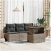 5-delat Trädgårdsofa Set med Kuddar Grå Poly Rattan vidaXL Större – miniatyr 1