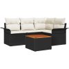 5-delat trädgårdsofa set med kuddar svart konstrotting akacia vidaXL 55 x 55 x 37 cm – miniatyr 2