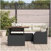 5-delat Trädgårdsofa Set med Kuddar Svart Poly Rattan Akacia vidaXL Stor – miniatyr 3