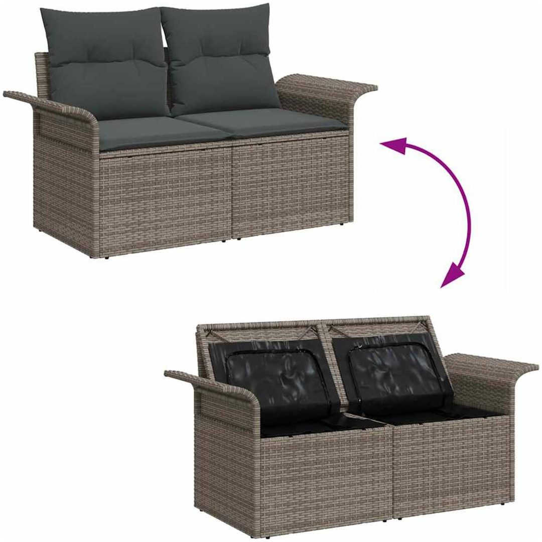 5-delat trädgårdsofaset med kuddar grå polyrottning vidaXL Medium – bild 4