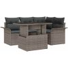 5-delat trädgårdsofaset med kuddar grå polyrottning vidaXL Medium – miniatyr 1