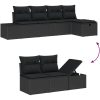 5-delat trädgårdsofaset med kuddar svart poly-rotting vidaXL 55 x 62 x 69 cm – miniatyr 7