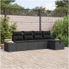 5-delat trädgårdsofaset med kuddar svart poly-rotting vidaXL 55 x 62 x 69 cm – miniatyr 1